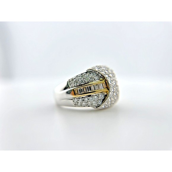 2ctw Baguette & Round Diamond Band Ring in Platinum & 18K Yellow Gold Size 9 - Picture 4 of 14